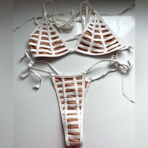 White Strappy Cage Bikini small